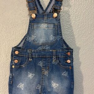Denim Kids Overalls with Butterfly Print